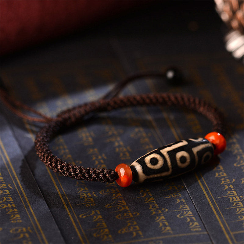 Nine-Eye Dzi bead cord bracelet — view 4