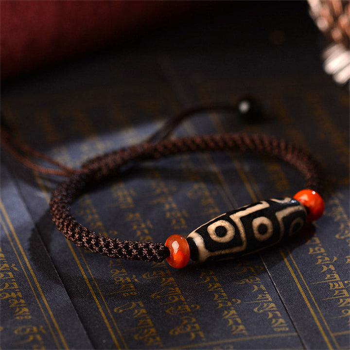 Nine-Eye Dzi bead cord bracelet — view 4