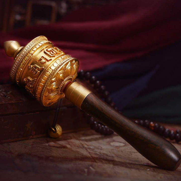 Tibetan copper prayer wheel decoration — view 2
