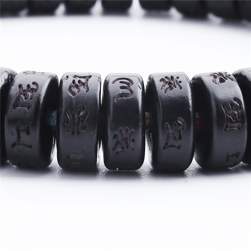 Coconut shell mantra bead bracelet — view 7