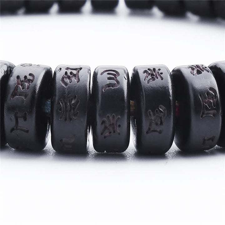 Coconut shell mantra bead bracelet — view 7