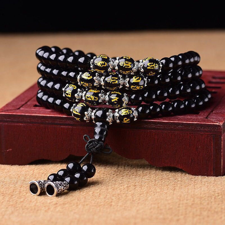 Black Obsidian Mantra Mala Bracelet — view 1