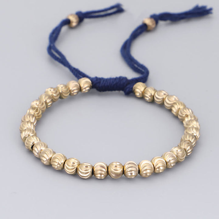 Buddha Stones Tibetan Handmade Copper Bead Luck String Bracelet Bracelet BS Dark Blue(Wrist Circumference 14-26cm)