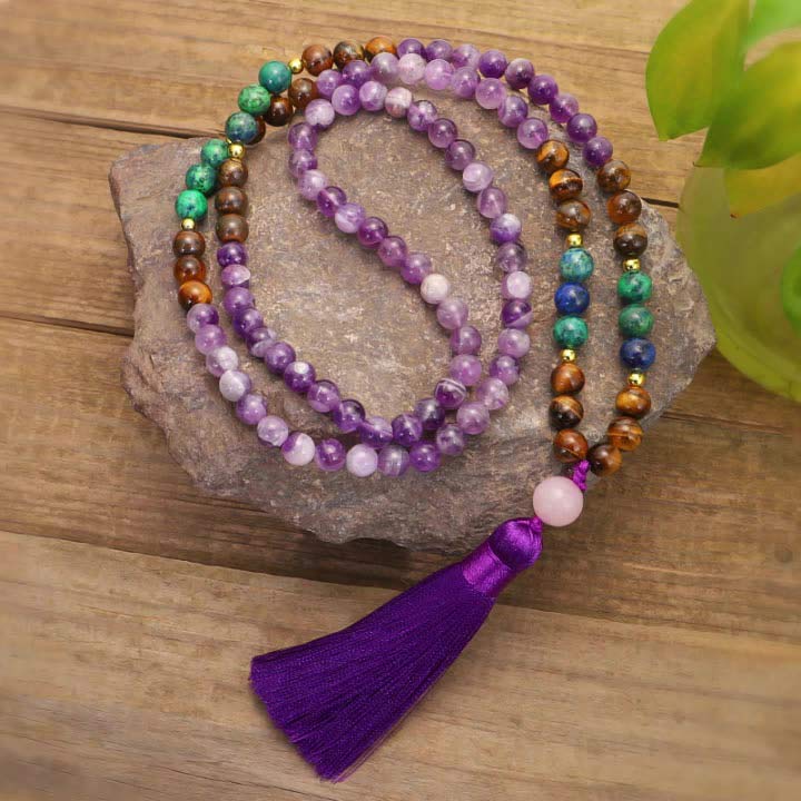 Tibetan Amethyst Mala Bracelet Set — view 6