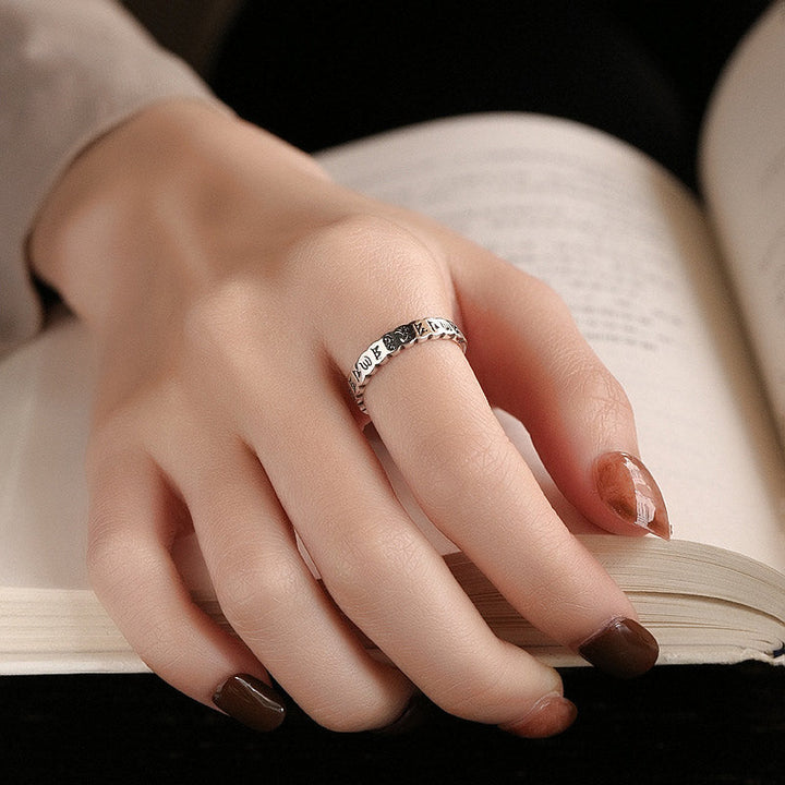 925 Sterling Silver Six True Words Calm Wisdom Ring
