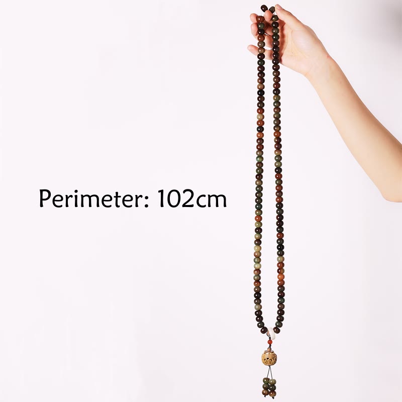 Buddha Stones 108 Mala Beads Dunhuang Color Bodhi Seed Dzi Bead Keep Away Evil Spirits Bracelet Mala Bracelet BS 8