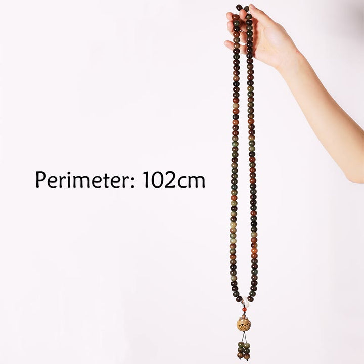 Buddha Stones 108 Mala Beads Dunhuang Color Bodhi Seed Dzi Bead Keep Away Evil Spirits Bracelet Mala Bracelet BS 8