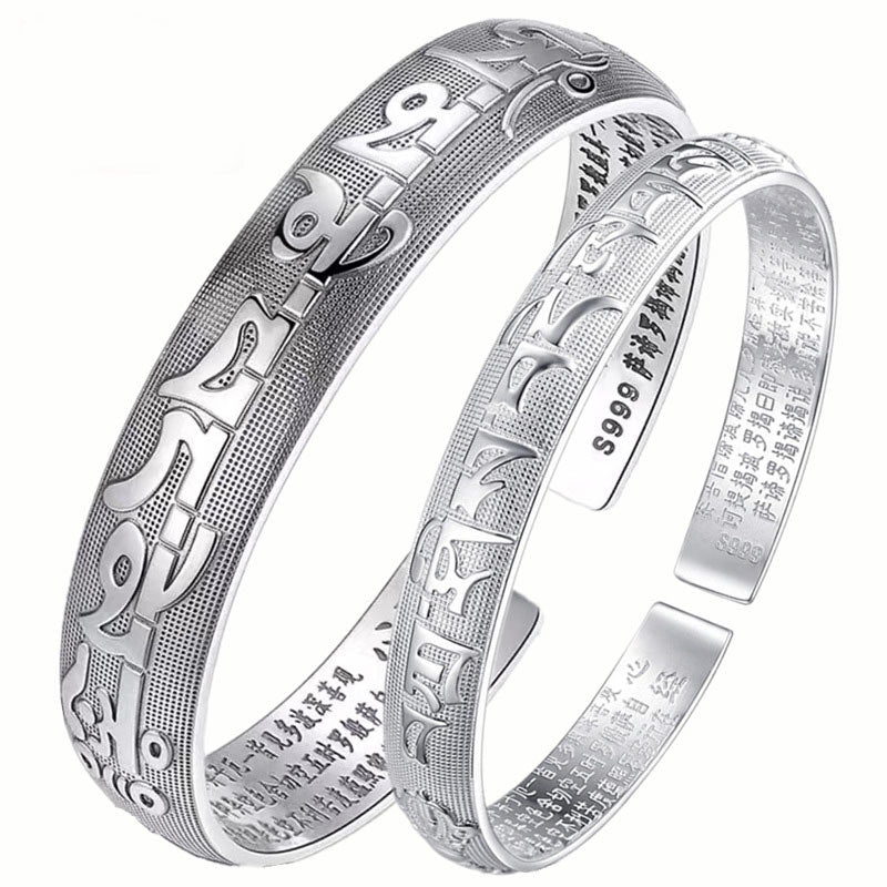 Tibetan Sanskrit White Copper Bracelet Bangle — view 9