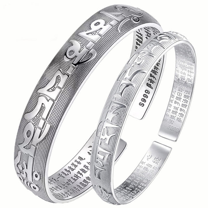 Tibetan Sanskrit White Copper Bracelet Bangle — view 9