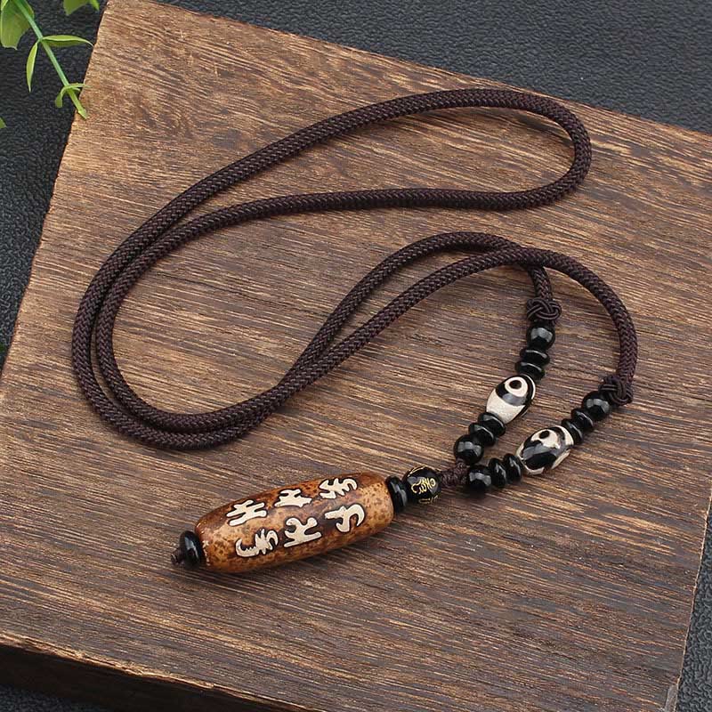 Tibetan Dzi bead Avalokiteshvara pendant — view 4