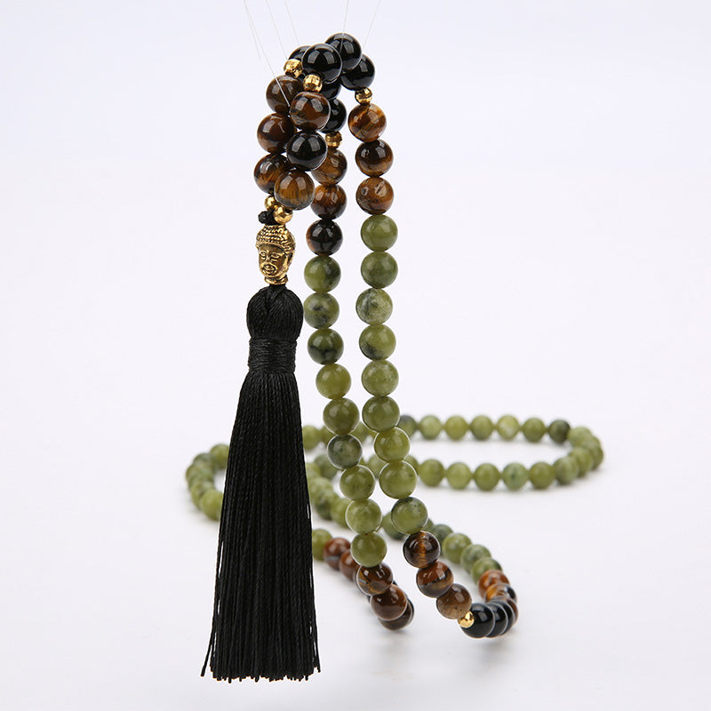 Buddha Stones Tibetan Green Jasper Protection Mala Bracelet Mala Bracelet BS 2