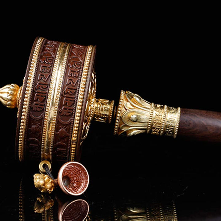 Tibetan Copper Prayer Wheel with Mantra Design — view 7