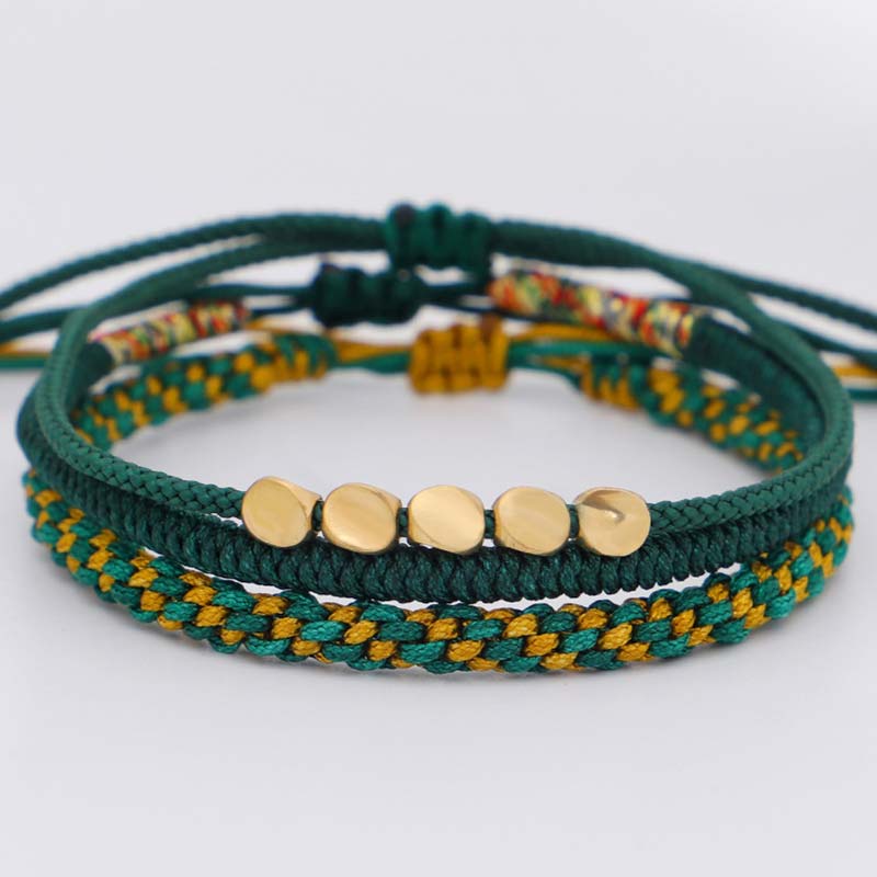Three-piece copper bead cord bracelet set — view 10