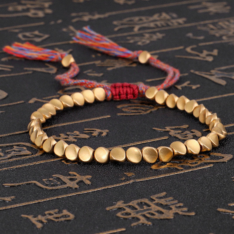 Tibetan copper bead cord bracelet — view 8