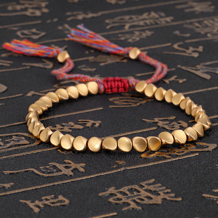 Tibetan copper bead cord bracelet — view 8