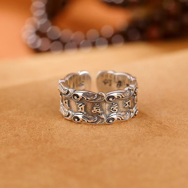 Tibetan Mantra Adjustable Ring — view 2