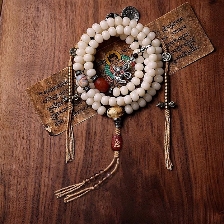 108 bodhi seed and Dzi bead mala — view 16