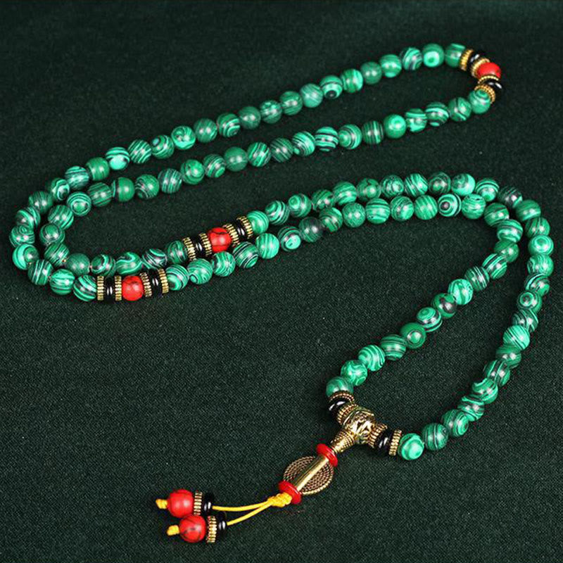 Tibetan malachite 108-bead mala — view 7