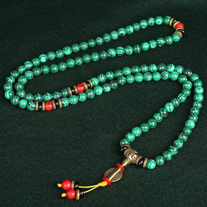 Tibetan malachite 108-bead mala — view 7