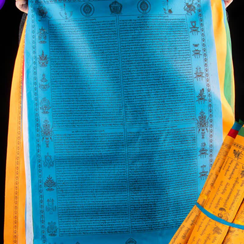 Five-color Windhorse prayer flags — view 1