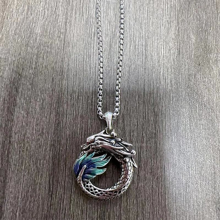 Tibetan Copper Dragon Necklace — view 5