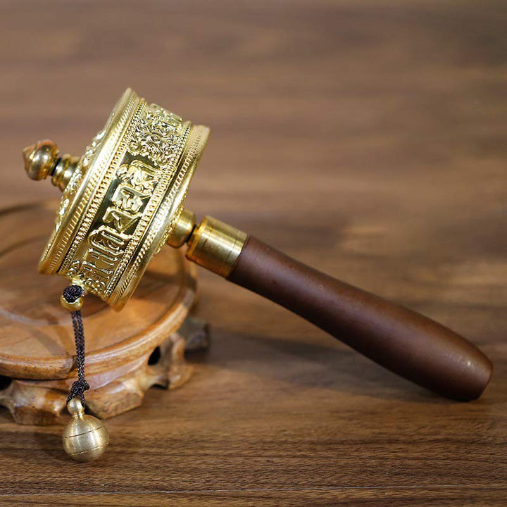 Tibetan sandalwood prayer wheel decoration — view 1