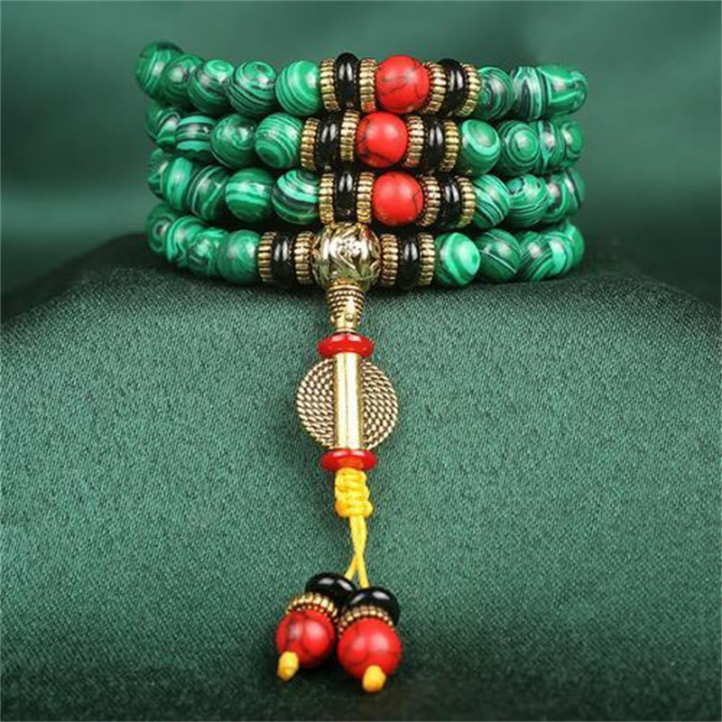Tibetan malachite 108-bead mala — view 4