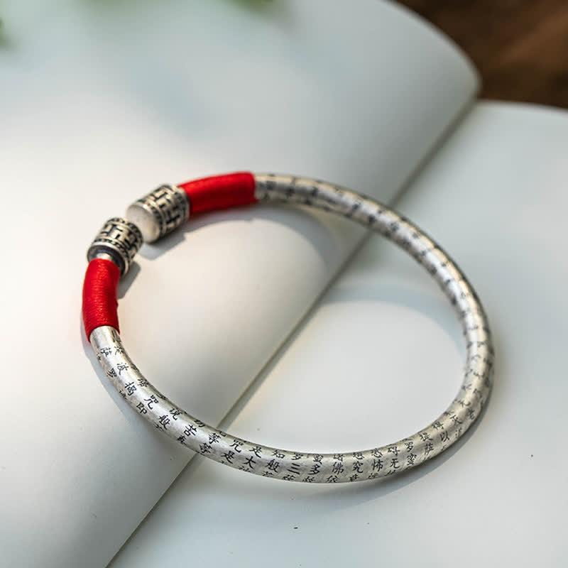 Tibetan mantra red string bangle — view 6