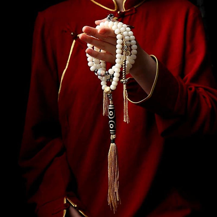 108 bodhi seed and Dzi bead mala — view 12