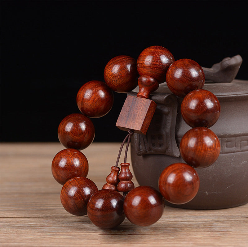 Red sandalwood and rosewood bead bracelet — view 6