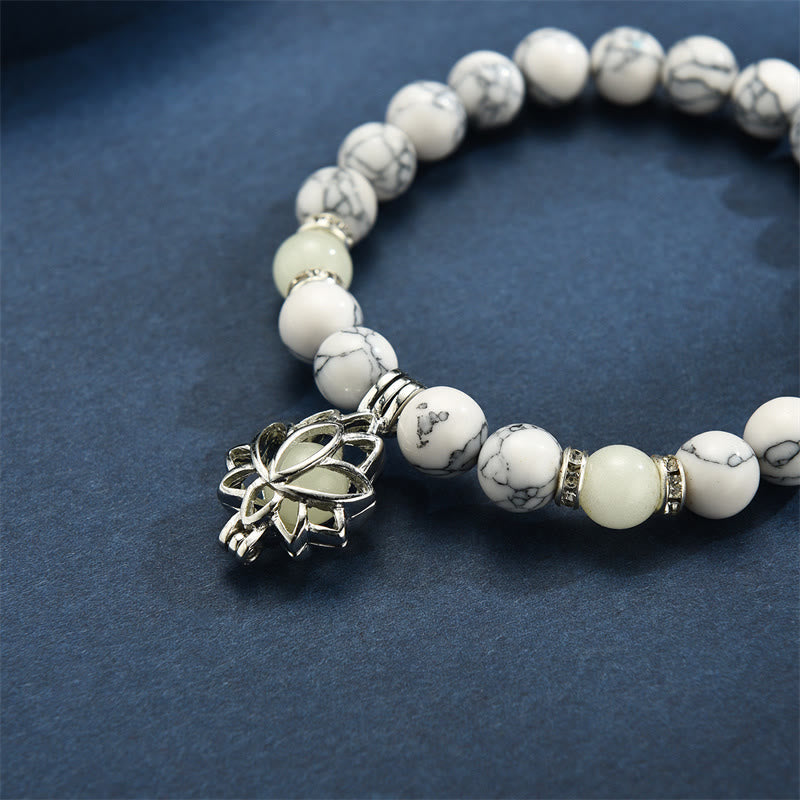 Buddha Stones Tibetan Turquoise Glowstone Luminous Bead Lotus Protection Bracelet Bracelet BS 3