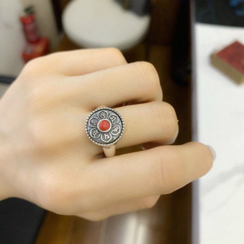 Tibetan mantra rotatable ring — view 6