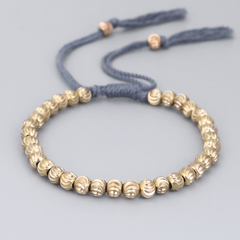 Buddha Stones Tibetan Handmade Copper Bead Luck String Bracelet Bracelet BS Sky Blue(Wrist Circumference 14-26cm)