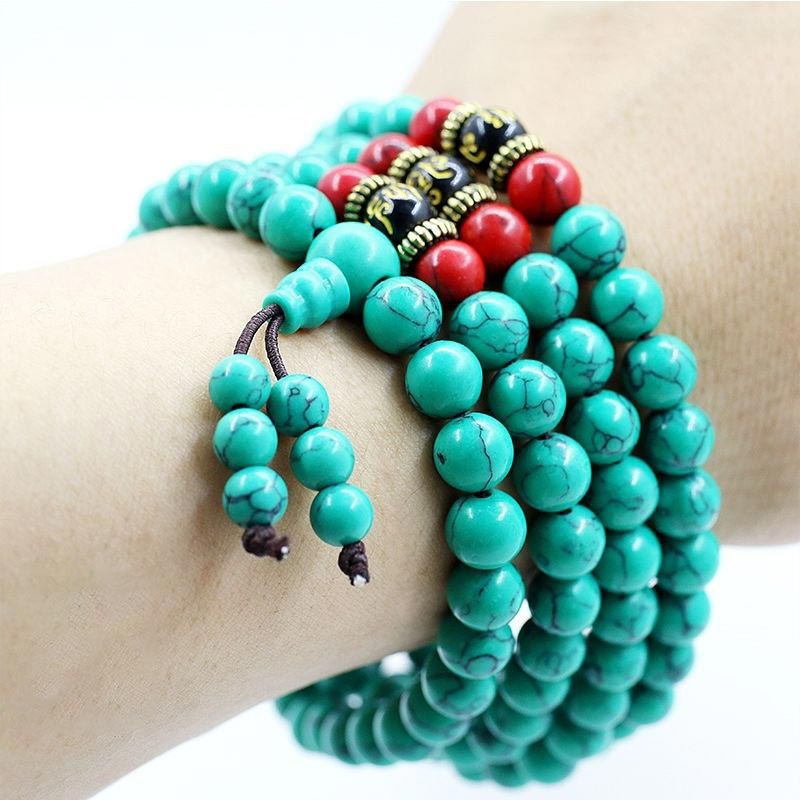 Tibetan Turquoise Mala Necklace — view 6