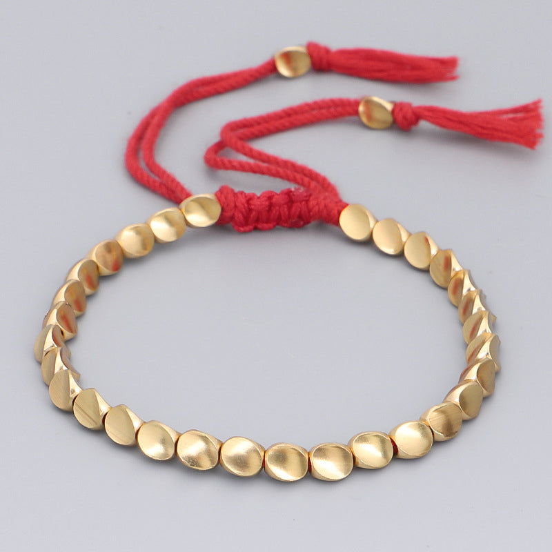 Buddha Stones Tibetan Copper Beads Healing Luck Bracelet Bracelet BS Red rope