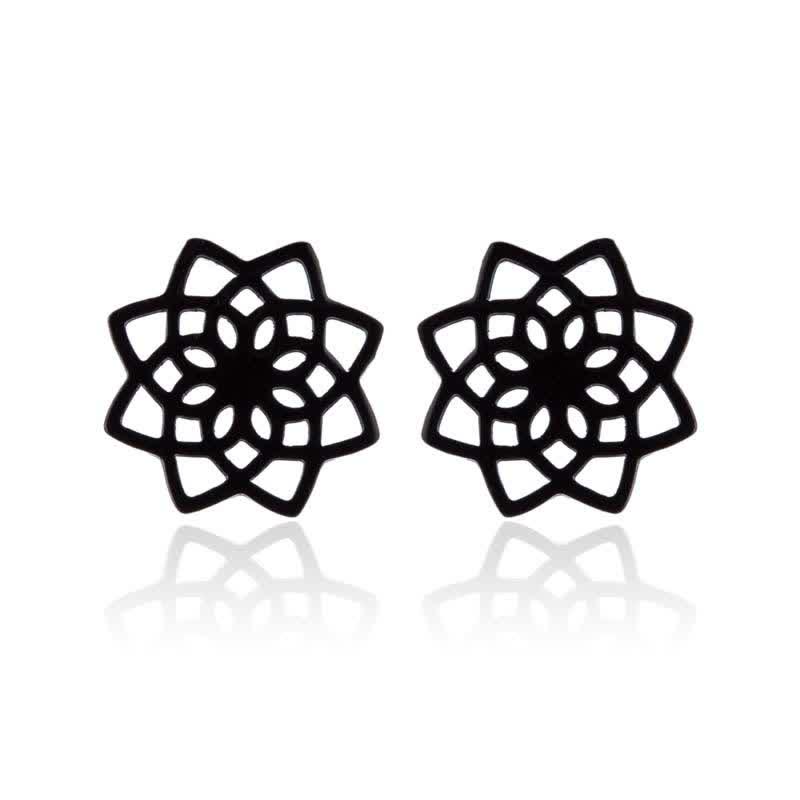 Lotus pattern titanium steel stud earrings — view 6