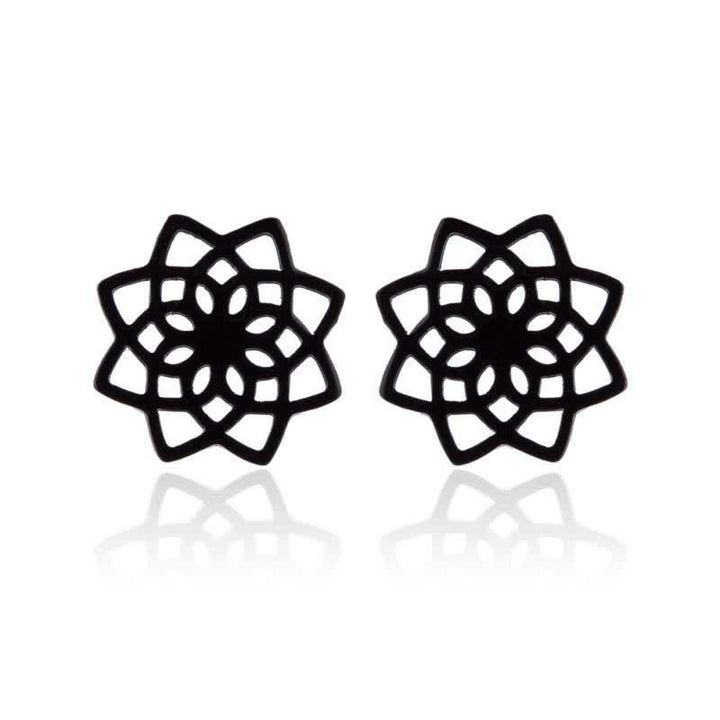 Lotus pattern titanium steel stud earrings — view 6