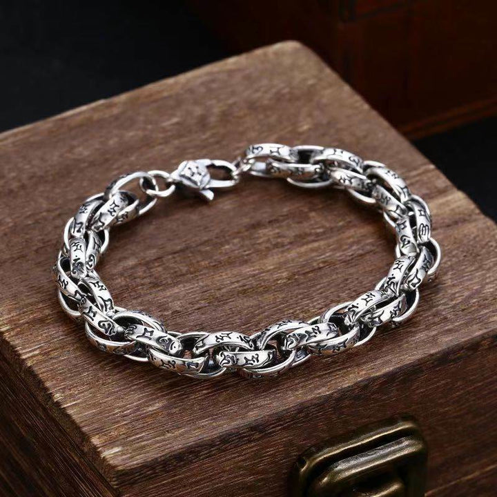 Tibetan copper mantra buckle bracelet — view 1