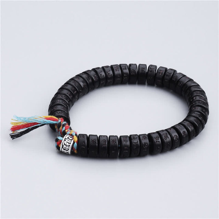 Coconut shell mantra bead bracelet — view 5