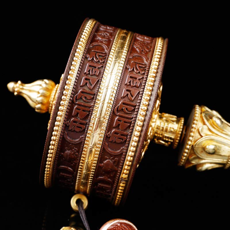 Tibetan Copper Prayer Wheel with Mantra Design — view 5