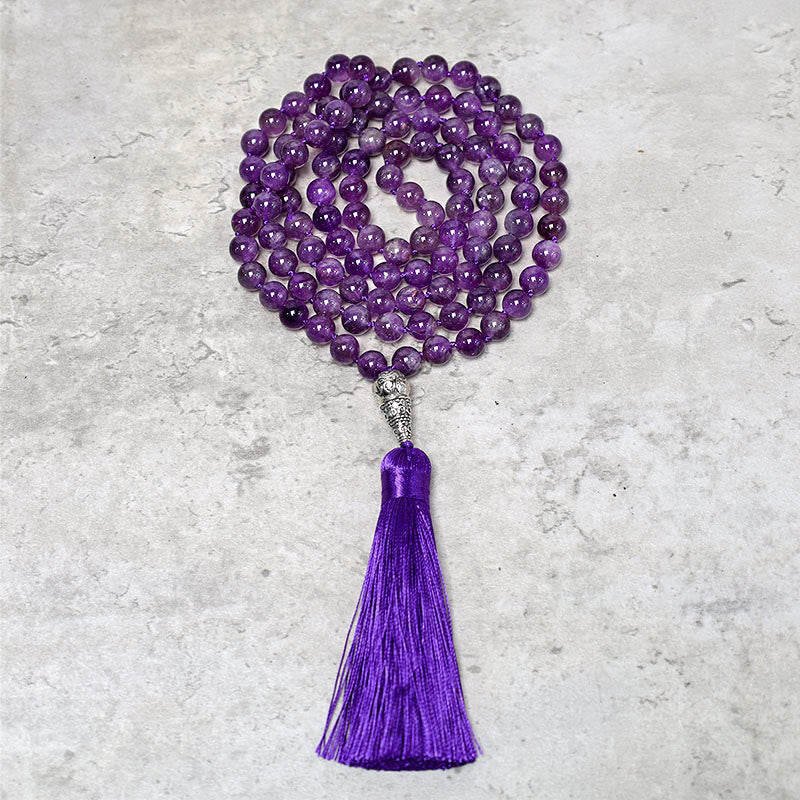 Tibetan 108-bead mala necklace — view 1