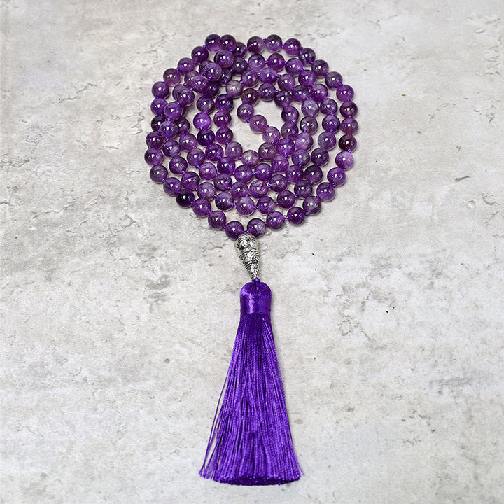 Tibetan 108-bead mala necklace — view 1