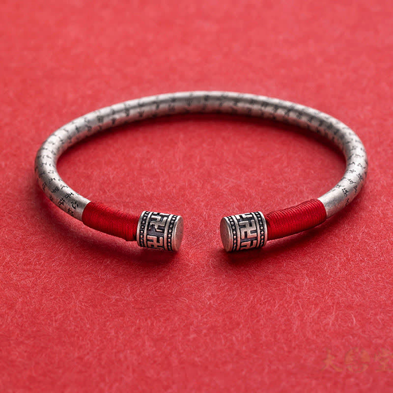 Tibetan mantra red string bangle — view 8
