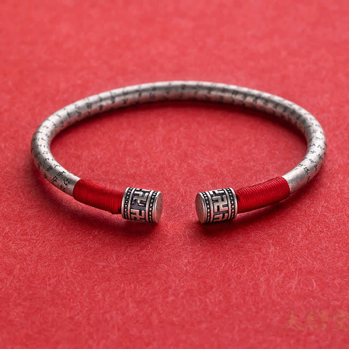 Tibetan mantra red string bangle — view 8