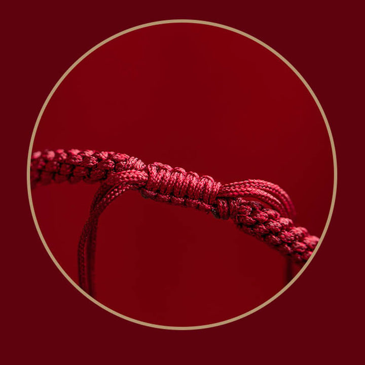 Buddha Stones Tibet Cinnabar Om Mani Padme Hum Engraved Blessing Braided Bracelet Bracelet BS 11