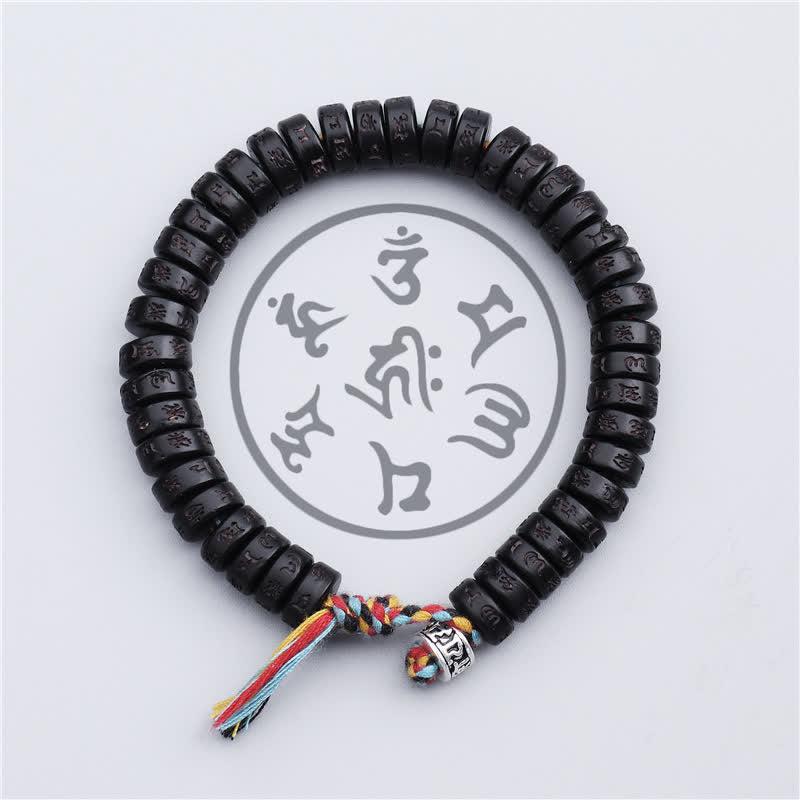 Coconut shell mantra bead bracelet — view 4