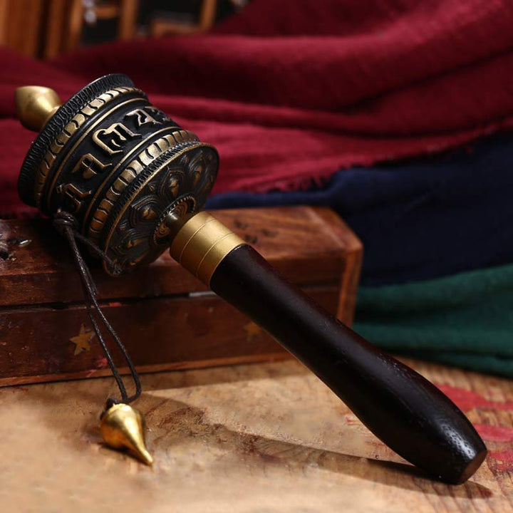 Tibetan copper prayer wheel decoration — view 6