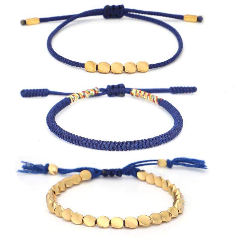 Three-piece copper bead cord bracelet set — view 4