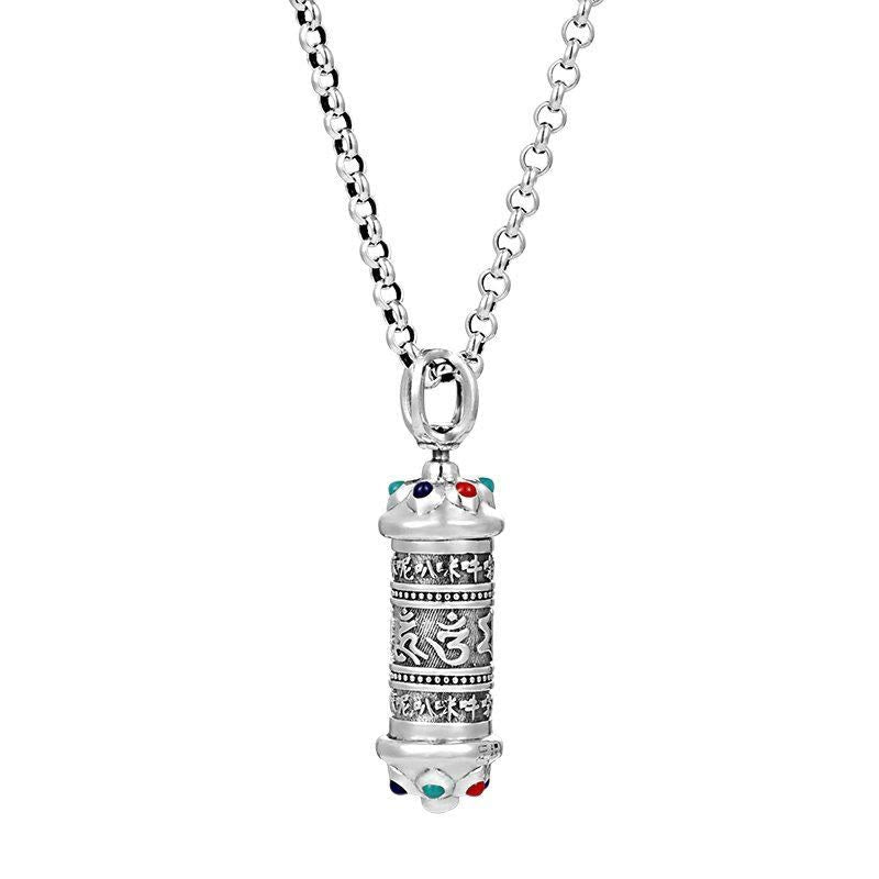 Om Mani Padme Hum silver-plated pendant necklace — view 5