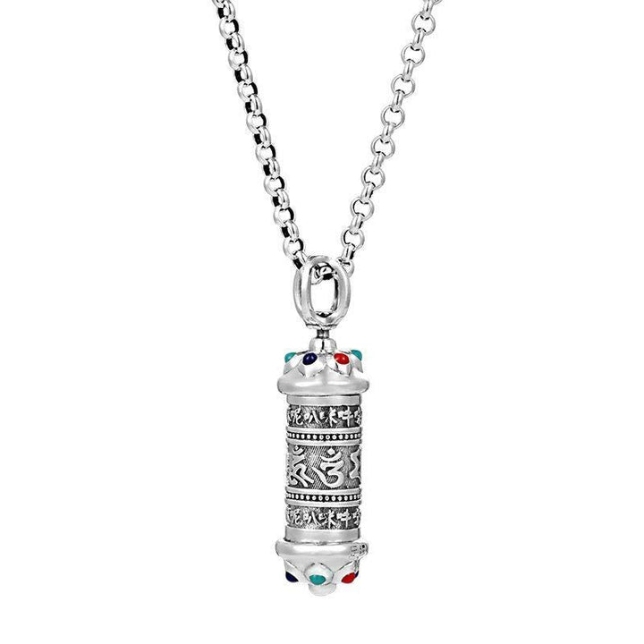 Om Mani Padme Hum silver-plated pendant necklace — view 5